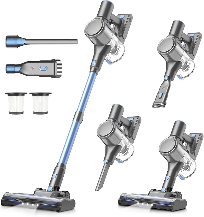 Zefiro Cordless Vacuum Cleaners for Home, 450W /40Kpa 50Mins Stick Vacuum Cleaner, Anti-Tangle Rechargeable Wireless Vacuum for Pet Hair/Carpet/Hardwood Floor
