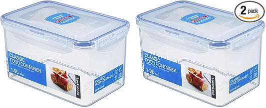 LOCK & LOCK Easy Essentials Food Lids/Pantry Storage/Airtight Containers, BPA Free, Rectangle - 8 Cup - for Cookies, Clear(Pack of 2)