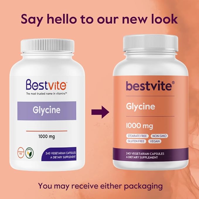 BESTVITE グリシン 1000mg/カプセル (240植物性カプセル) - ステアリン酸塩不使用 - ヴィーガン - 非遺伝子組み換え - グルテンフリー