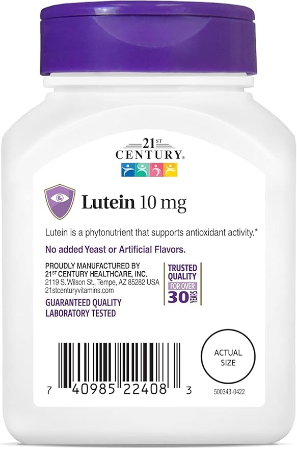 21st Century Lutein 10 mg Tablets, 60 Count