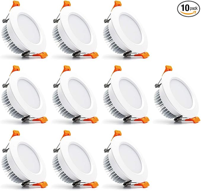 3 inch Dimmable LED Recessed Lighting, 7W Retrofit Downlight, 4000K Natural White, CRI 80 with LED Driver, as AC 110V Ceiling Light Fixture for Living Room, Kitchen, Bedroom, Hallway, 10 Pack