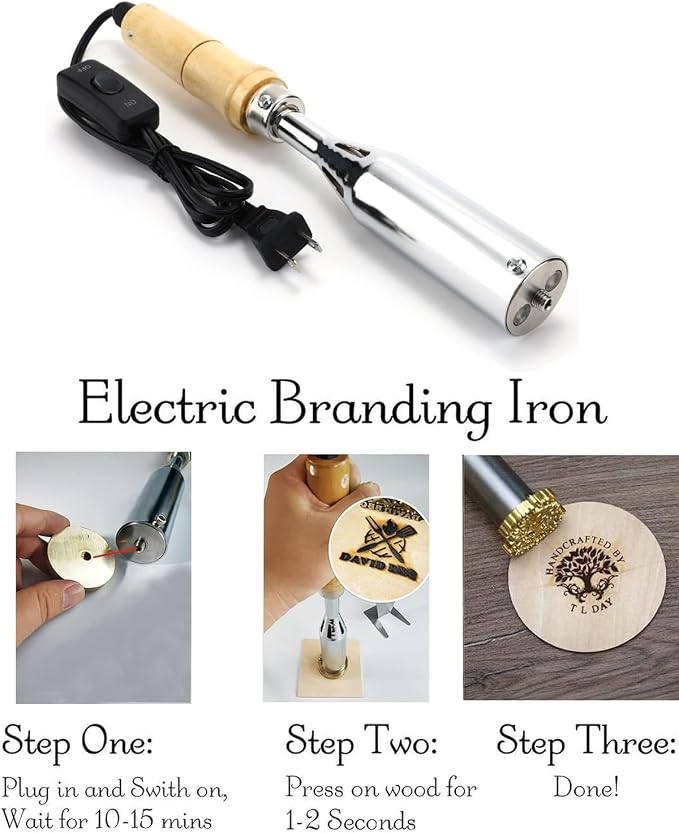 Electric Branding Iron, Customize Wood Stamp Gift for Woodworker and Leather Craft Food Branding Iron 300w (8MM Electric iRon Only)