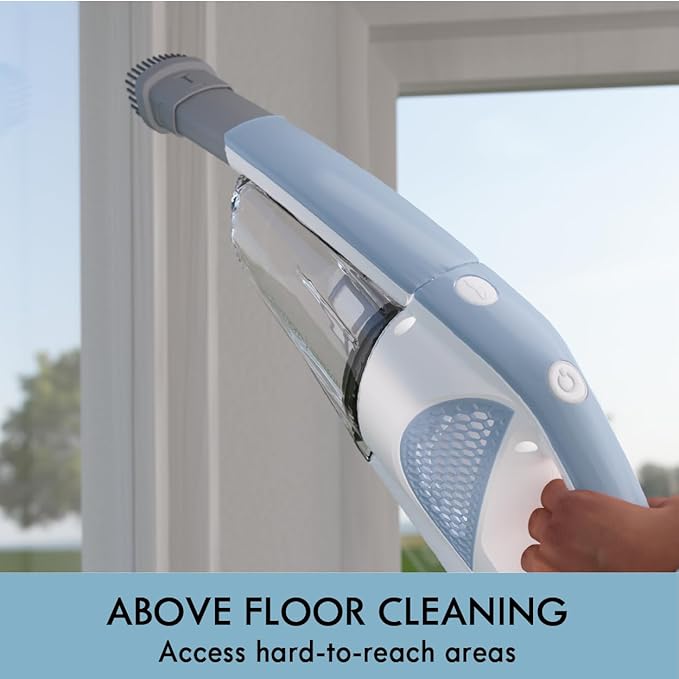 Kenmore DS1020 16V Cordless Stick Vacuum Lightweight 2-in-1 Handheld, LED Headlight with 2-Speed Power Control for Hardwood Floor, Carpet & Pet Hair, Gray-Blue