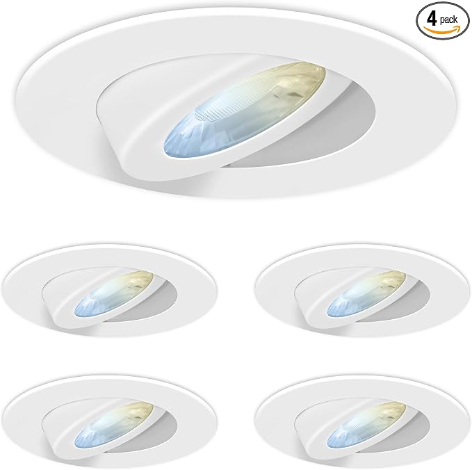 Feit Electric 4" LED Recessed Downlights with External Tethered Jbox, 50W Equivalent, Dimmable, 5CCT Seletable White, 90 CRI, 700 Lumens, 45-Year Lifetime, LEDR4XT/ADJ/6WYCA/4, 4 Pack