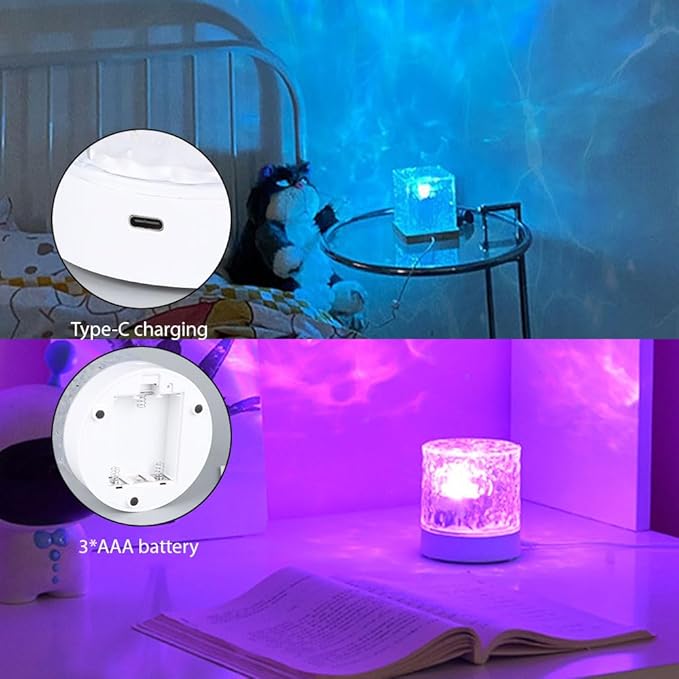 Vcwtty Northern Lights Projector, 16 Colors Ocean Wave Light Projector, Water Ripple Ambient Night Light with Remote, Touch Control Aurora Projector for Bedroom,Room Decor,Kids Room