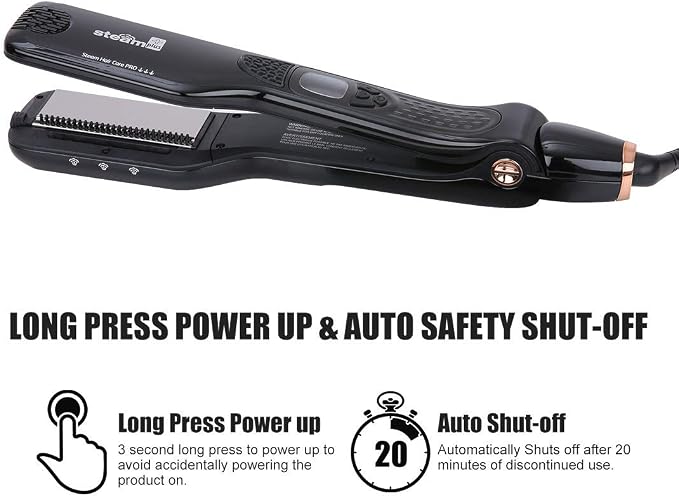Professional Steam Hair Straightener Brush Ceramic Flat Iron, Electric Hair Crimper Heating Comb Straightening Iron, Fast Steamer Hair Styling Appliances For All Hair Types (Black)