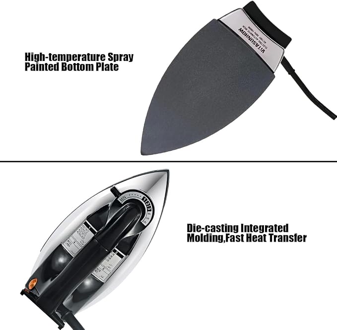 Dry Iron No Steam Lightweight 9ft Cord Non-Stick (Lightweight（1.4kg）)