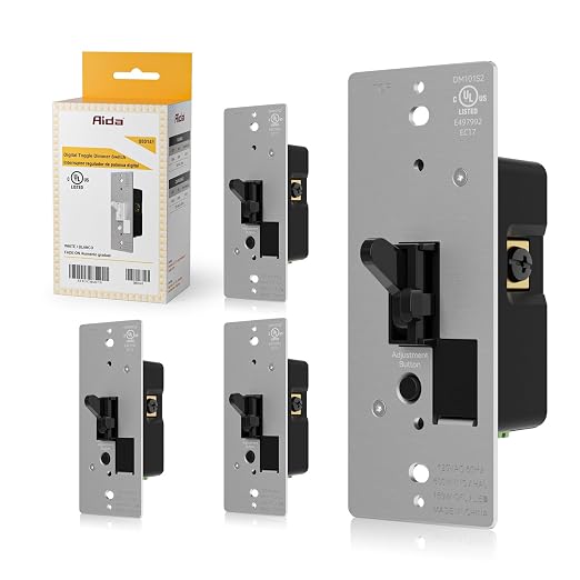 AIDA Toggle Slide Dimmer Switch for Dimmable LED Light/CFL/Incandescent 600 Watt max, Single-Pole or 3-Way, Rocker On/Off Wall Switch with Dimmer Slider, Wall Plate NOT Included, UL, Black, 4 Pack