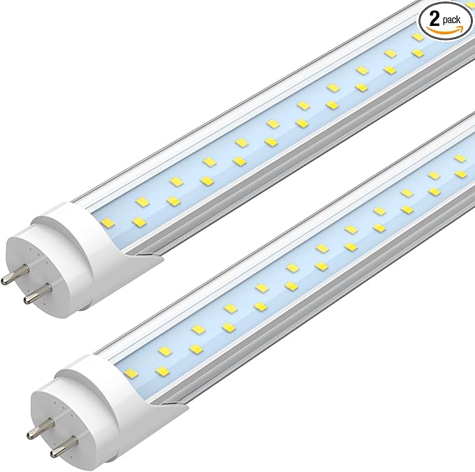 JESLED 4FT LED T8 Type A+B Tube Lights, 24W(65W Equivalent), 3200LM, 6000K, Single or Double End Powered, Plug and Play or Ballast Bypass, 4 Foot T10 T12 Fluorescent Bulbs Replacement, Clear(2-Pack)
