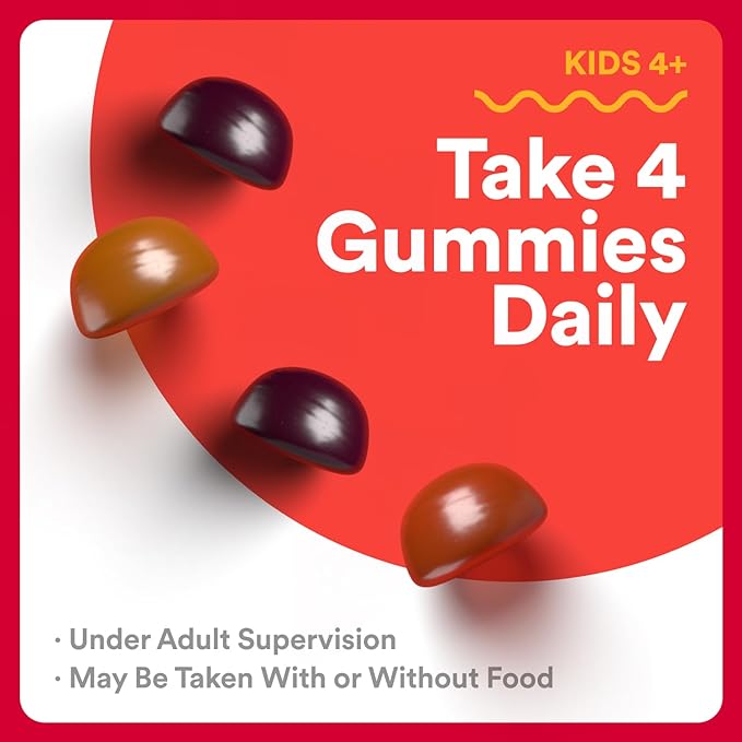 SmartyPants Complément alimentaire pour enfants – Multivitamines biologiques, probiotiques, oméga 3 (ALA), vitamines D3, C, B12, B6, A, K, zinc pour le soutien immunitaire, biotine, 3 saveurs de fruits, 120 gommes (30 jours d'approvisionnement)