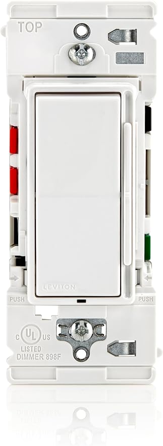 Leviton Lever Edge Rocker Slide Dimmer Switch for LED/Incandescent Bulbs, 150 Watt, Single Pole or 3-Way, 2-Pack, ESL01-2PW, White