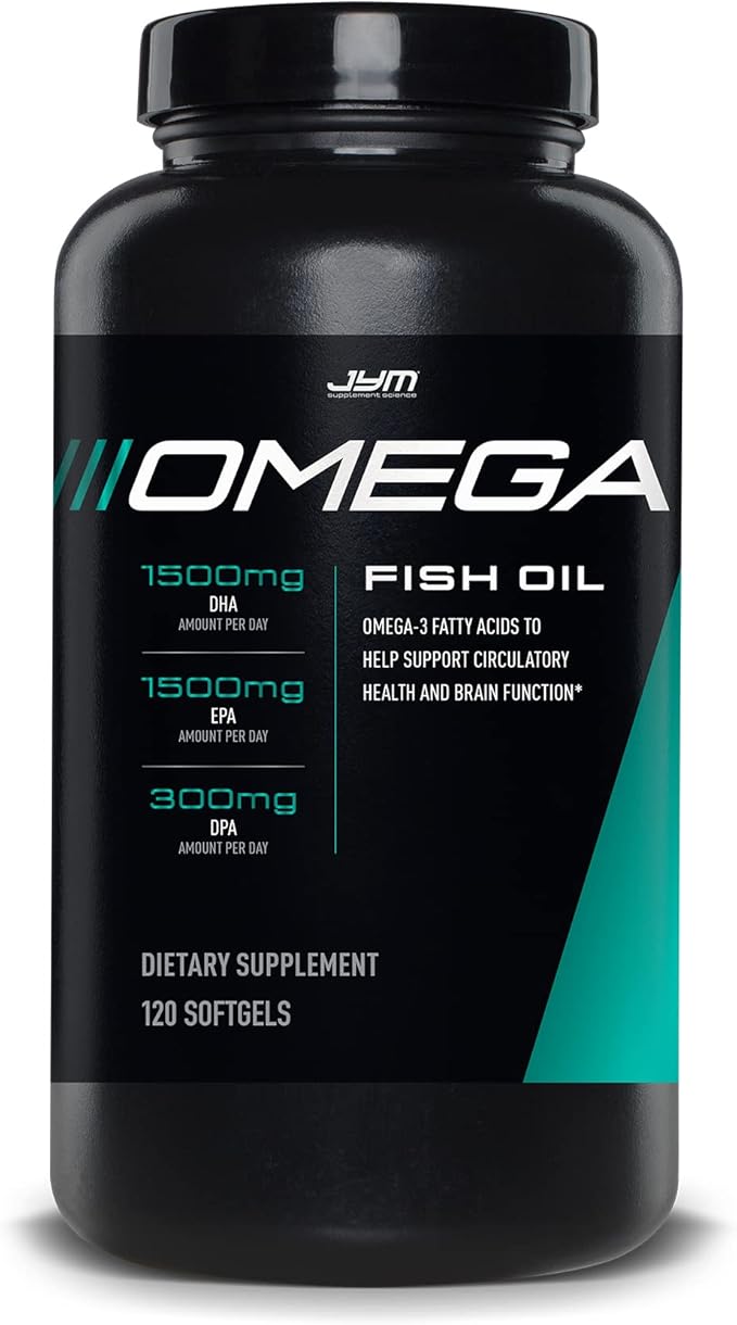 Post JYM Active Matrix Post-Workout Powder with BCAAs, Glutamine & Omega JYM Fish Oil Capsules with 1500mg DHA & EPA for Muscle Growth, Strength, Endurance & Recovery - 30 Servings & 120 Softgels