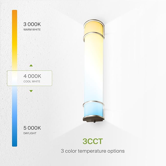 ASD LED 30" Vanity Flush Mount Light Fixture, Linear Bathroom Lighting Bar | 3CCT, Dimmable, Energy Star, ETL Listed | 28W 2425LM 3000-5000K 120V | Long Bath Wall Sconce Over Mirror | Nickel