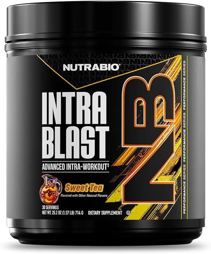 NutraBio Intra Blast Bcaa Powder Amino Acid Supplement, Electrolyte & Hydration Blend, Intra, Pre Workout & Muscle Recovery, 20g Eaa Amino Acids Powder, 5g Glutamine- Sweet Tea, 30 Serving