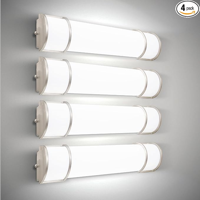 ASD LED 30" Vanity Flush Mount Light Fixture, Linear Bathroom Lighting Bar | 3CCT, Dimmable, Energy Star, ETL Listed | 28W 2425LM 3000-5000K 120V | Long Bath Wall Sconce Over Mirror | Nickel, 4 Pack