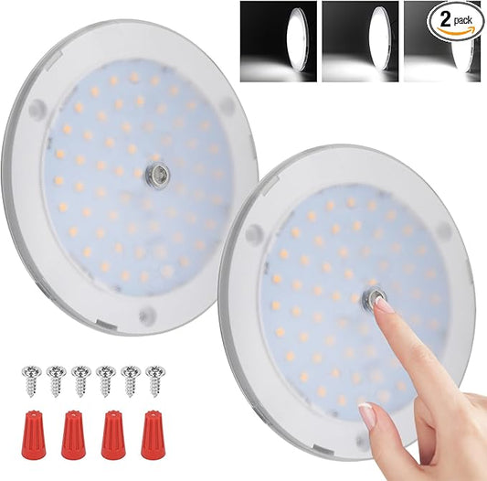 RVZONE RV Lights Interior, 5 Inch RV LED Ceiling Puck Light Dimmable 12 Volt LED Lights, 12V RV Puck Lights 4.5W Transparent Frosted RV Ceiling Dome Light for Camper Van Trailer Boat