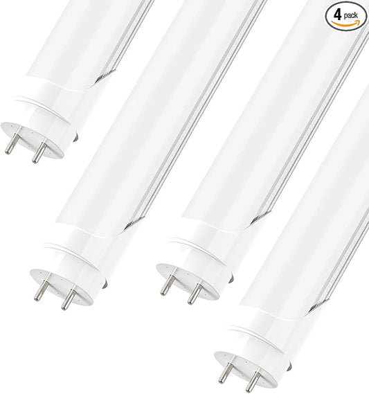 JESLED Fluorescent Light Bulbs 48 Inch, T8 LED Bulbs 4 Foot Type A+B, 24W 3200LM 6000K Frosted, F32T8/F40T12 Replacement for Garage, Workshop, Office Fixtures, Single or Double End Powered, 4 Pack