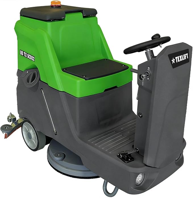 Ride-On Commercial Floor Scrubber Machine, 22″ Cleaning Width, 24V Battery Powered Scrubber Dryer with 21 Gal Tank for Warehouse, Retail & Facility Cleaning (US-TX-SCD22)