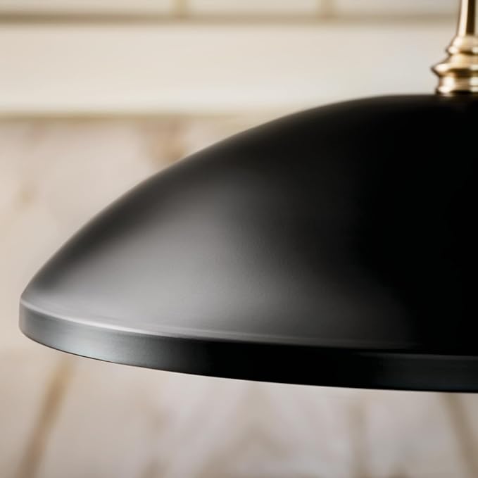 Kichler Delarosa 1-Light Pendant Light Fixture, Updated Traditional Hanging Light with Black Shade and Champagne Bronze Hardware for Kitchen Island, Dining Room, Hallway (12.75" x 20.25"), 52638BK