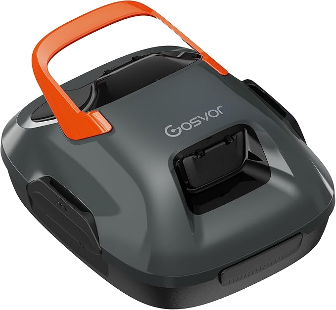 Gosvor Cordless Pool Vacuum, Dual Cleaning Modes, Automatic Robotic Pool Cleaner Lasts 90 Mins, Self-Parking, Portable, 1200-1900GPH Suction Power, Ideal for Above Ground Pool up to 860 sq.ft, Orange