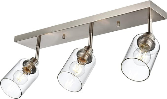 3 Light Interior Wall Mounted Lights Metal Black Bathroom Lighting Multi-Directional Rotating Metal Ceiling Light Fixture with Clear Glass Industrial Spotlight for Kitchen Foyer
