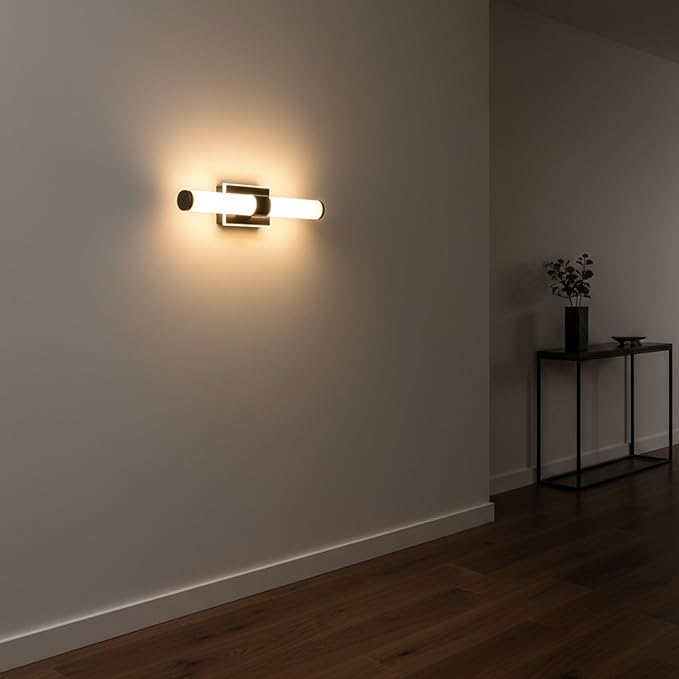 20 Inch LED Vanity Light Bar with Motion Sensor, Dual LED Source | 4 Lighting Modes (incl. Night Light) | 3000K Warm White, Dimmable, CRI 90+, 1040LM, ETL Listed (Matte Black)