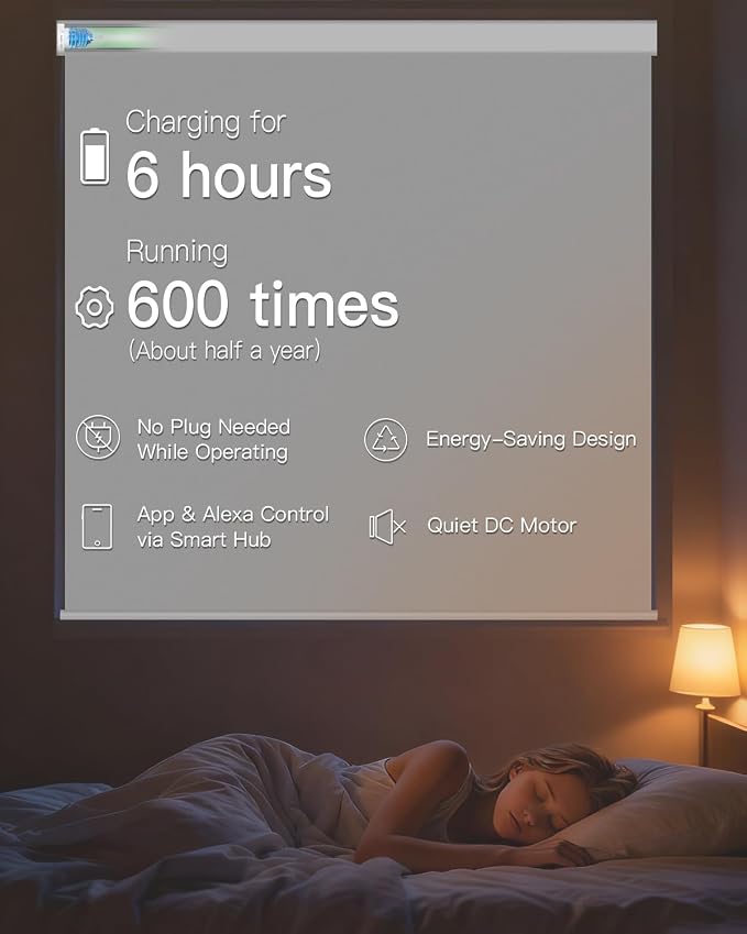 Tokblind Motorized Roller Shade with Remote Control, Blackout Electric Shade for Windows Compatible with Alexa Google via Hub, Rechargeable Smart Window Blind for Home Office (Vinyl White)