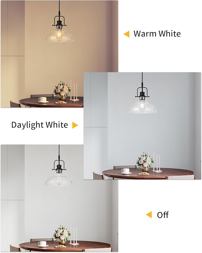 WILON Seeded Glass Pendant Lights Kitchen Island Lighting, Black Modern Farmhouse Pendant Light Fixture with E26 Base, Vintage Hanging Ceiling Lamp for Kitchen Sink Hallway Dining Room Entry Hall