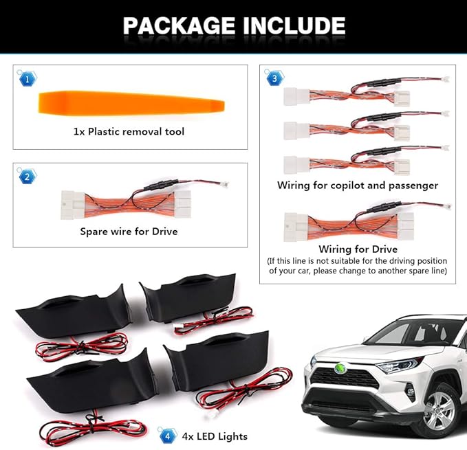 Powerty LED Light Inner Door Handle for Toyota RAV4 2025 2024 2023 2022 2021 2020 2019 Accessories Bowl Mood Lighting Decorative Interior Lamp 4PCS (Blue)