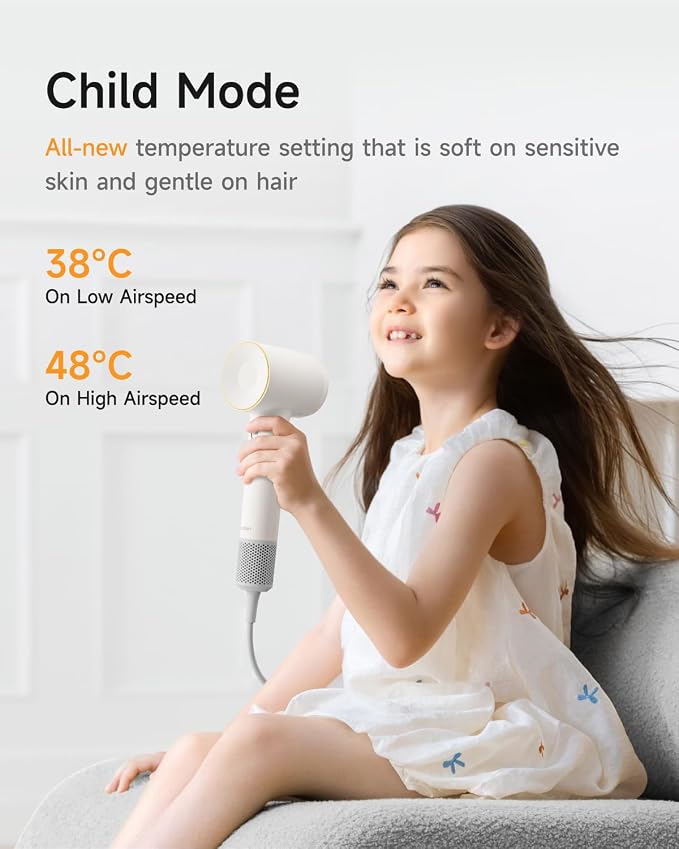 Laifen SE 2 High Speed Hair Dryer, 200 Million Negative Ionic Blow Dryer with Diffuser, Fast Drying Lightweight Hair Dryer for Women with Low Noise & Smart Temperature Control, Matte White