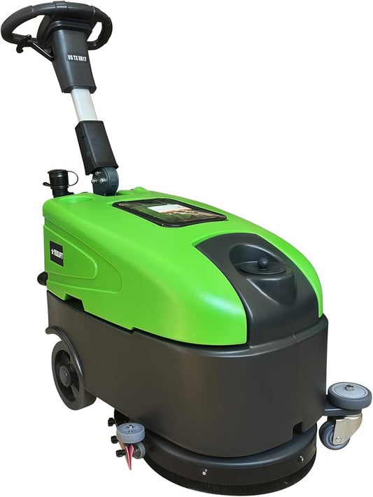 Walk-Behind Commercial Floor Scrubber Machine, 16″ Cleaning Width, 24V Battery Powered Scrubber Dryer with 7 Gal Tank for Retail, Office & Facility Floor Cleaning (US-TX-SB17)