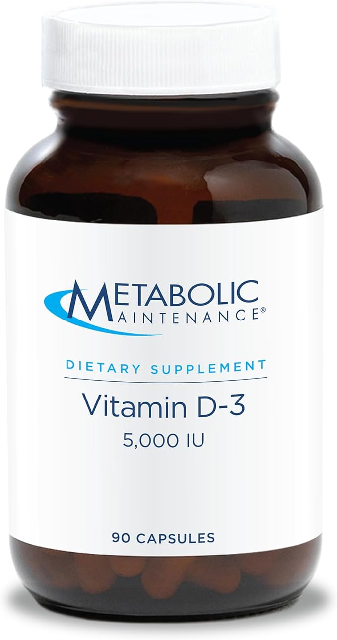 Metabolic Maintenance Vitamine D3 5000 UI - Apporte 125 mcg de Vitamine D3 - Soutient la force osseuse, l'équilibre immunitaire et le bien-être de l'humeur - 90 portions - 90 gélules