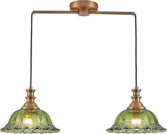 HDDFL Vintage Pendant Light Fixtures Modern Green Glass Hanging Lighting with Adjustable Cord for Kitchen Island Dining Room Living Room Hallway