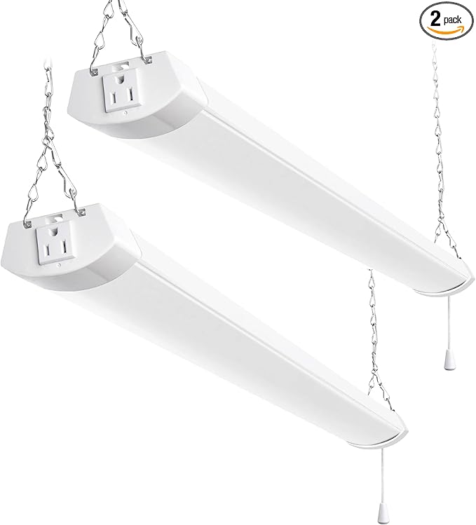 hykolity 4FT 120W LED Shop Light Linkable, 13000lm(400w Equivalent), 5000K Utility Shop Lights for Garages, Workshops, Basements, Hanging or FlushMount, with Power Cord and Pull Chain, ETL, 2 Pack
