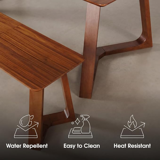 Transformer Table Nova Extendable Dining Table + Bench, Royal Brown | Telescopic Steel Rails, Expandable 4 to 10 Seats, Kitchen & Banquet Table