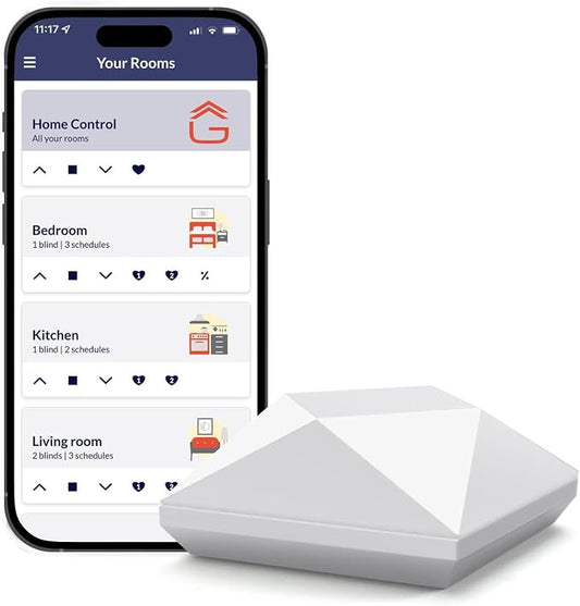 Go Smart Bridge Home Automation Hub for Motorized Blinds Compatible with Alexa, Google Home, IFTTT, Control4, Siri; Remote, App & Voice Control