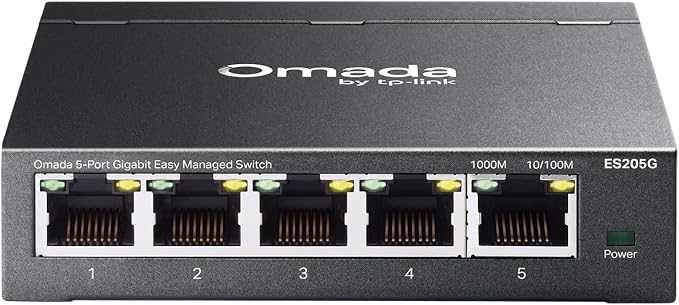 TP-Link Omada 5 Port Gigabit Easy Managed, Switch, VLAN, Auto Loop Prevention, IGMP Snooping, Fanless, Managed by Omada, Durable Metal w/Shielded Ports(ES205G)