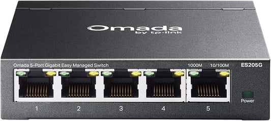 TP-Link Omada 5 Port Gigabit Easy Managed, Switch, VLAN, Auto Loop Prevention, IGMP Snooping, Fanless, Managed by Omada, Durable Metal w/Shielded Ports(ES205G)