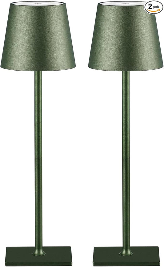 CHLORANTHUS 2 Pack Cordless Table Lamps, 3 Colors Stepless Dimming, 5000mAh Rechargeable Battery LED Desk Lamp for Bedroom/Couple Dinner/Desk/Cafe/Dining Room/Terrace