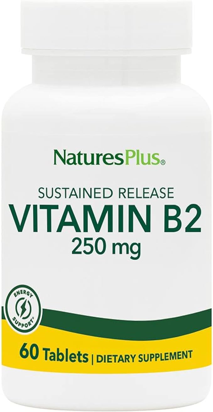 NaturesPlus ビタミンB2 250mg - 60粒 タイムリリース錠 - エネルギー、免疫の健康、髪、肌、爪の輝きをサポート - 抗酸化作用 - ベジタリアン、グルテンフリー - 60回分