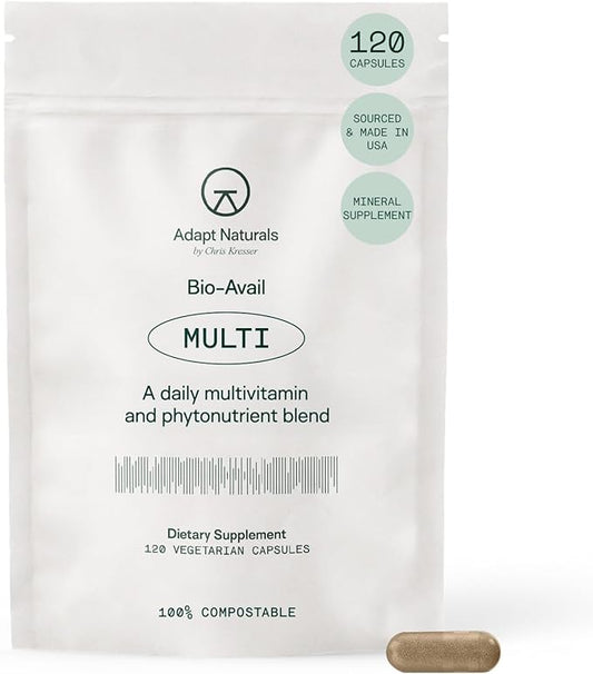 Adapt Naturals Multivitamine pour femmes et hommes, supplément quotidien multivitaminé biodisponible facile à absorber avec biotine, niacine, vitamines A, B, C, D, E, K1, zinc, magnésium - Soutien immunitaire - Approvisionnement de 30 jours