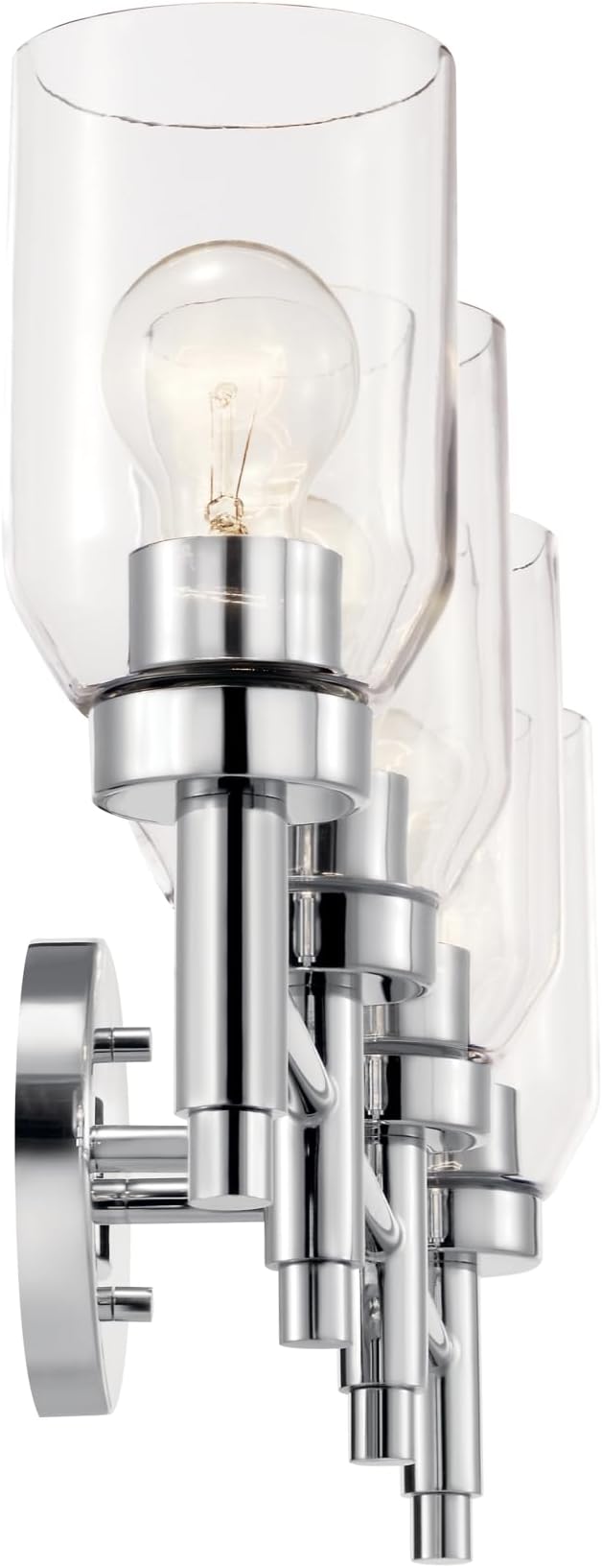 Kichler Madden 4-Light Bathroom Vanity Light Fixture with Clear Glass in Chrome, Modern Wall Mount Lighting for Single or Double Vanity Over Mirror (10.5" x 34"), 55186CH