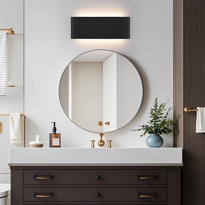 Mille Lucciole 11"Modern LED vanity light,15W Dimmable 5 CCT (3000K-6500K) Adjustable Wall Lamp,Up and Down Wall Lighting,Indoor Wall Sconce for Bedroom,Staircase,Hallway,Dressing Table, 2 Pack（Black）