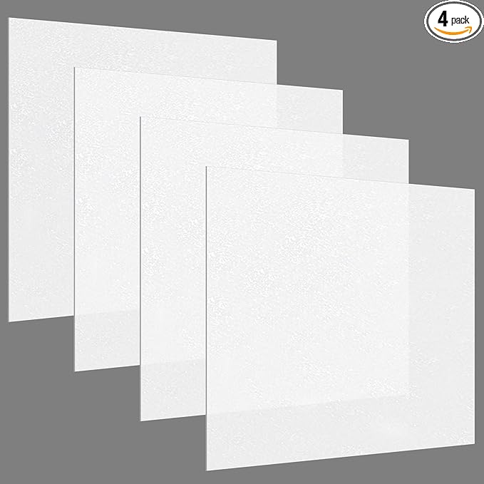 Pushglossy 4 Pack 22.5" x 22.5" x 0.08" Frosted Fluorescent Light Diffuser Panels, Translucent Polystyrene Sheet Replacement for 2x2ft Drop Ceiling Lights for Classroom Office Home