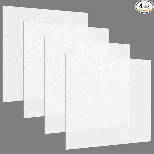 Pushglossy 4 Pack 22.5" x 22.5" x 0.08" Frosted Fluorescent Light Diffuser Panels, Translucent Polystyrene Sheet Replacement for 2x2ft Drop Ceiling Lights for Classroom Office Home