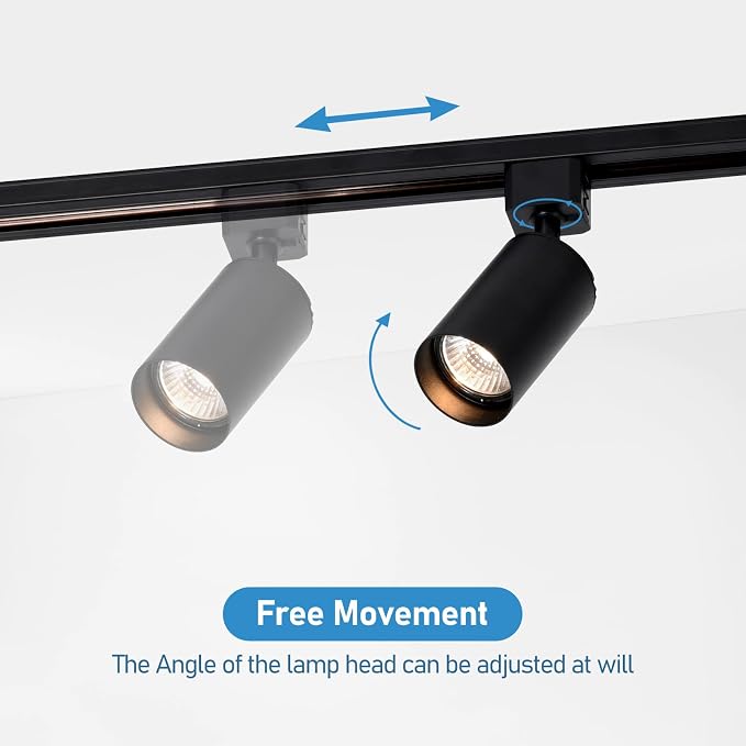 Plug in Track Lighting with Power Cord, 4-Light GU10 Track Lighting Kit with Track Rail, Modern Kitchen LED Track Lighting Fixtures Ceiling Wall Spot Light, 13FT Plug Cord, Black (No Bulbs)