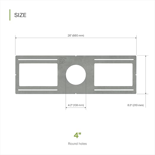 ASD 6 Pack New Construction Mounting Plate Round Hole - 4 Inch Flat Galvanized Steel Wafer Light Rough in Plate, Shallow Light Fixture Mounting Bracket for LED Recessed Lighting