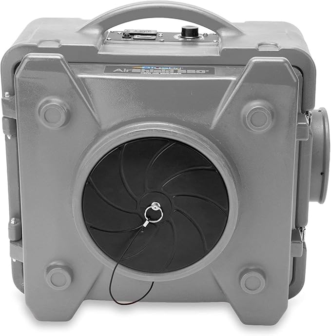 BlueDri Air Shield 550 HEPA Air Scrubber, Water Damage Restoration Equipment Air Purifier, Covers 1400 Sq. Ft, Daisy Chain Capable, For Commercial Use, Gray, BD-AS-550
