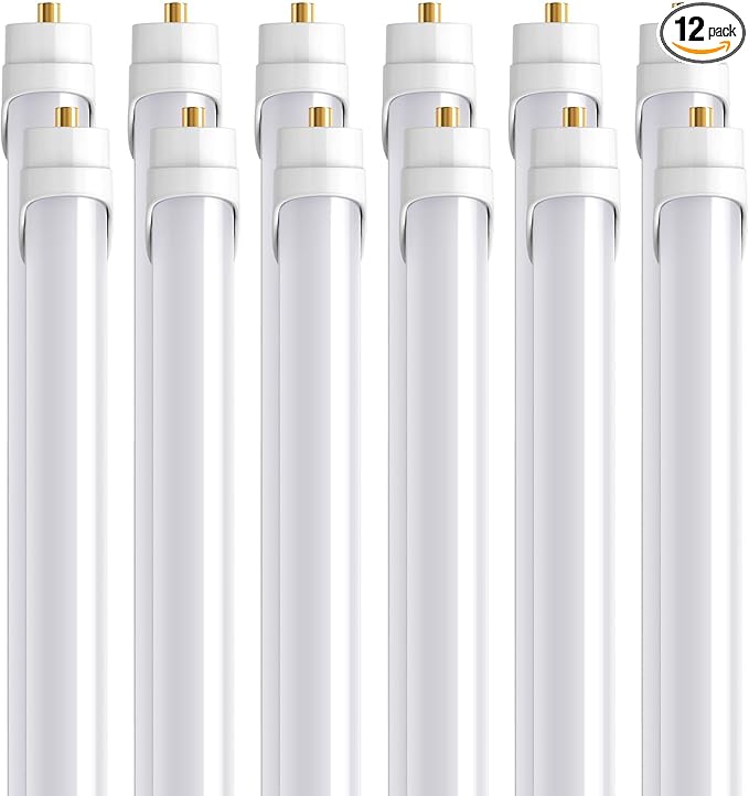 Barrina 8ft LED Bulbs, T8 T10 T12 LED Tube Lights, Single Pin FA8 96" LED Replacement for Fluorescent Fixture, 44W(100W Equivalent) 4500LM 6500K Super Birght, Ballast Bypass, Frosted Cover, 12 Packs
