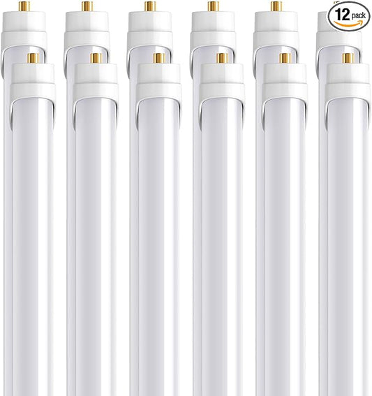 Barrina 8ft LED Bulbs, T8 T10 T12 LED Tube Lights, Single Pin FA8 96" LED Replacement for Fluorescent Fixture, 44W(100W Equivalent) 4500LM 6500K Super Birght, Ballast Bypass, Frosted Cover, 12 Packs